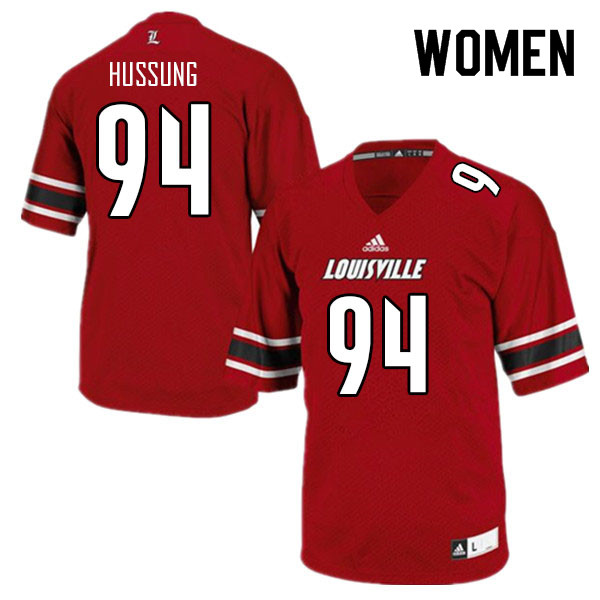 Women #94 Cole Hussung Louisville Cardinals College Football Jerseys Sale-Red